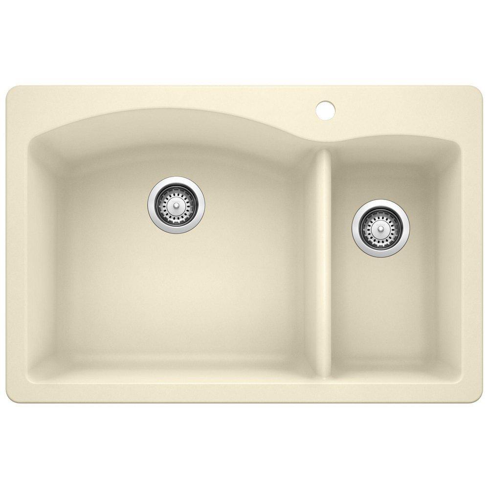 BLANCO Biscuit 33 x 22 in. 1 Hole Composite Double Bowl Dual Mount Kitchen Sink 