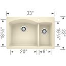 BLANCO Biscuit 33 x 22 in. 1 Hole Composite Double Bowl Dual Mount Kitchen Sink 