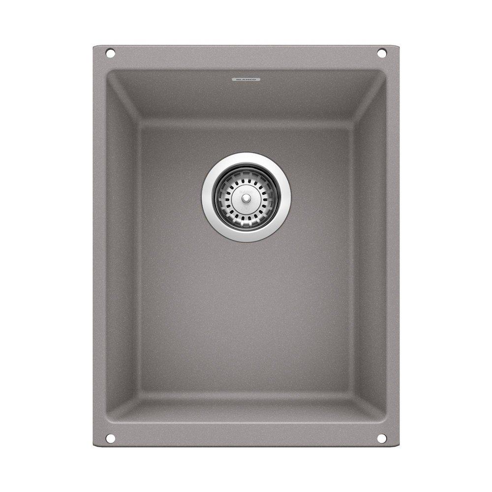 BLANCO Metallic Grey 13-39/50 x 18-11/100 in. No Hole Composite Single Bowl Undermount Kitchen Sink 