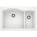 BLANCO White 33 x 22 in. 1 Hole Composite Double Bowl Dual Mount Kitchen Sink 