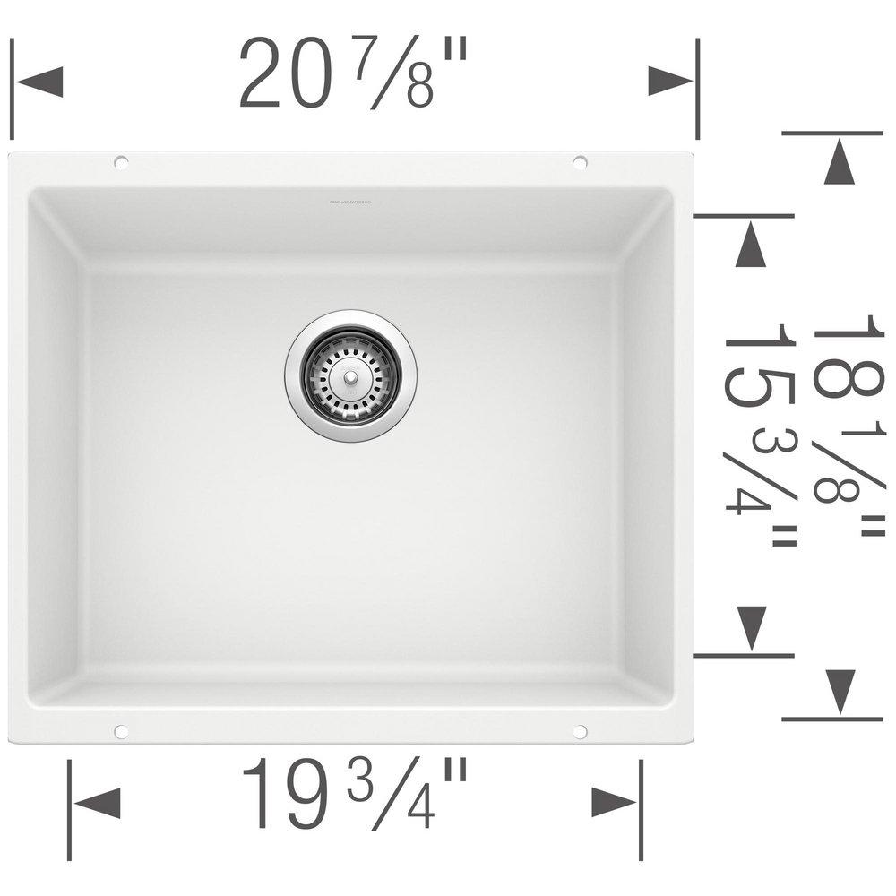 BLANCO White 20-87/100 x 18-11/100 in. No Hole Composite Single Bowl Undermount Kitchen Sink 