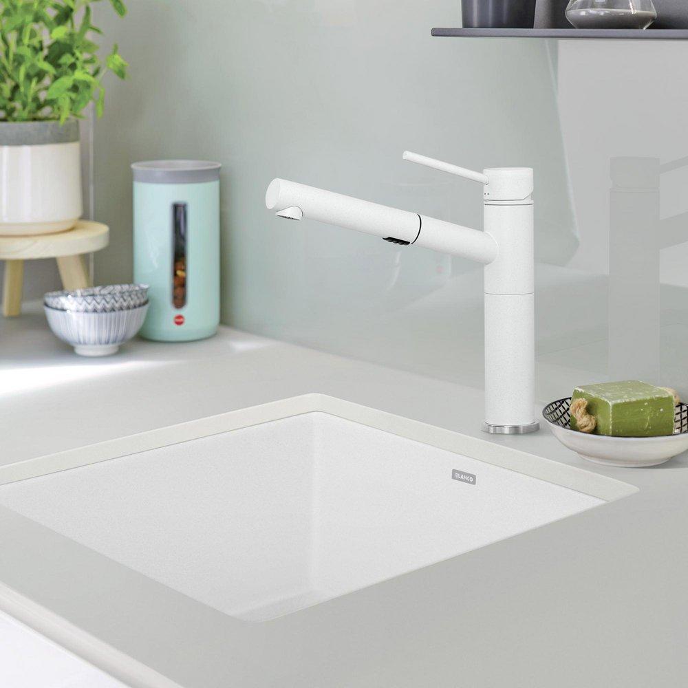 BLANCO White 20-87/100 x 18-11/100 in. No Hole Composite Single Bowl Undermount Kitchen Sink 