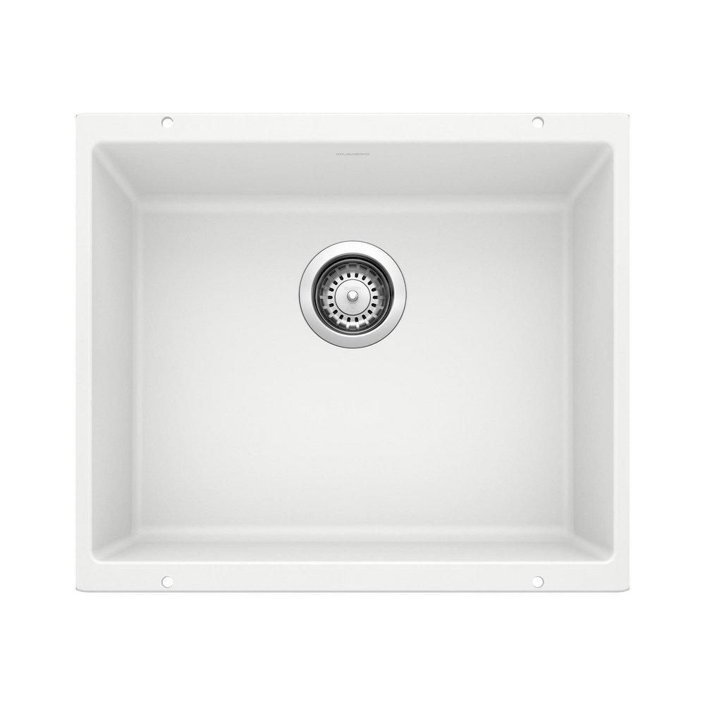 BLANCO White 20-87/100 x 18-11/100 in. No Hole Composite Single Bowl Undermount Kitchen Sink 
