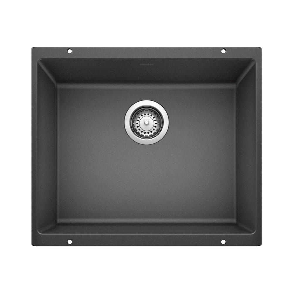 BLANCO Anthracite 20-87/100 x 18-11/100 in. No Hole Composite Single Bowl Undermount Kitchen Sink 