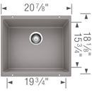 BLANCO Metallic Grey 20-87/100 x 18-11/100 in. No Hole Composite Single Bowl Undermount Kitchen Sink 