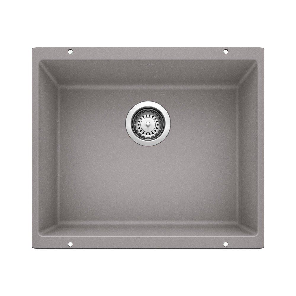 BLANCO Metallic Grey 20-87/100 x 18-11/100 in. No Hole Composite Single Bowl Undermount Kitchen Sink 
