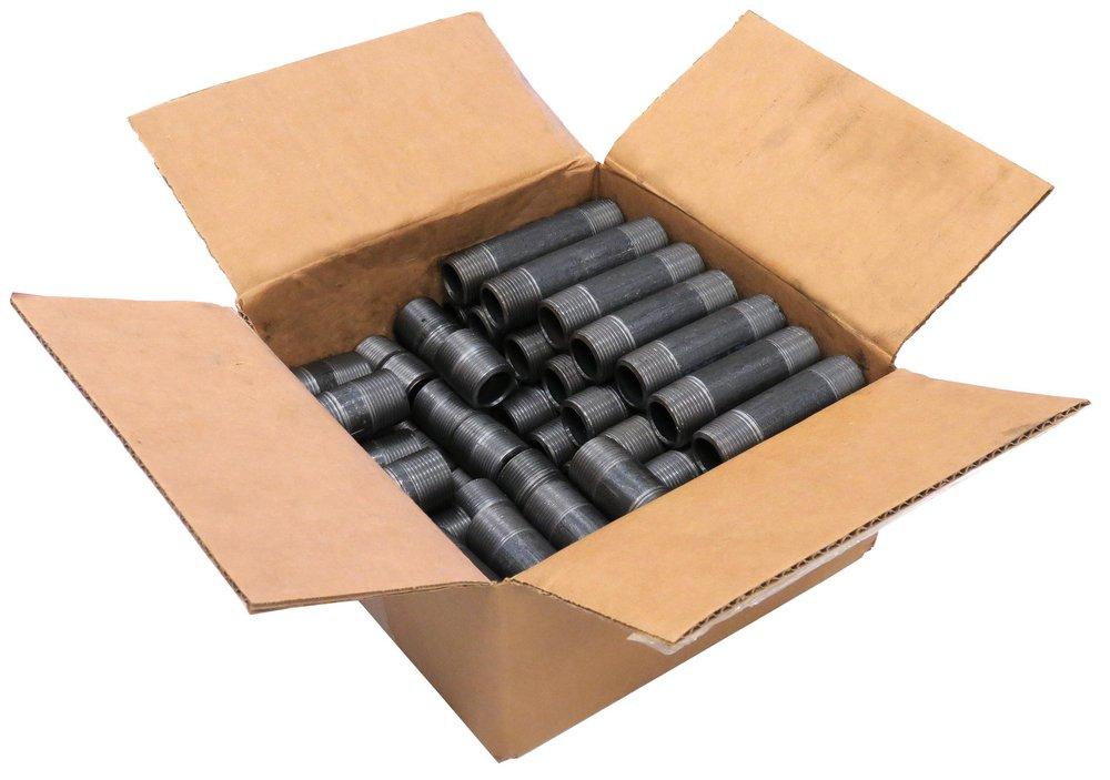 Threaded Extra Heavy Domestic Black Carbon Steel Nipple (Pack of 6, Case of 11 Packs) 