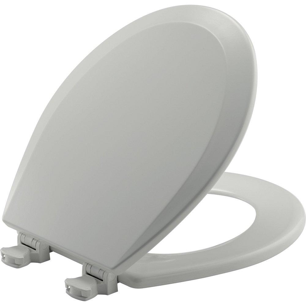 Bemis Ice Grey Round Closed Front Toilet Seat with Cover 