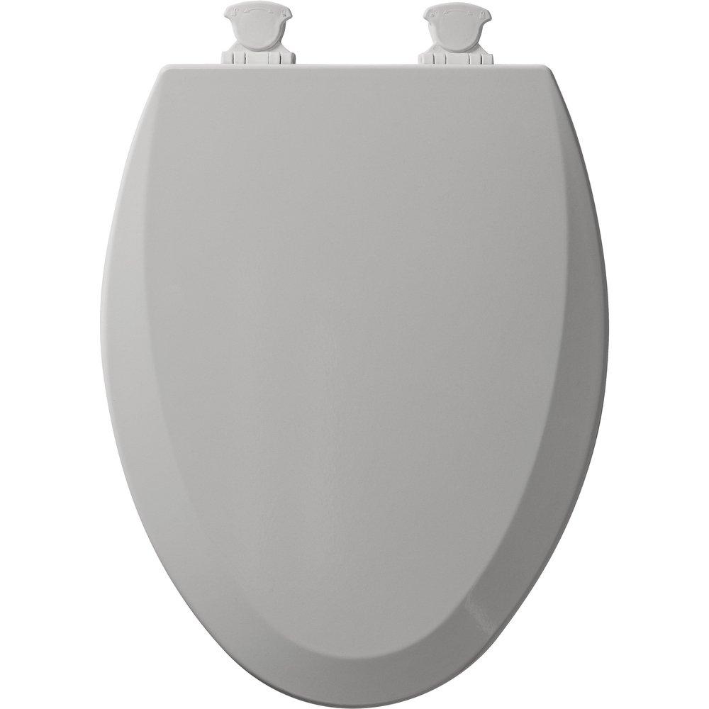 Bemis Silver Elongated Closed Front Toilet Seat with Cover 