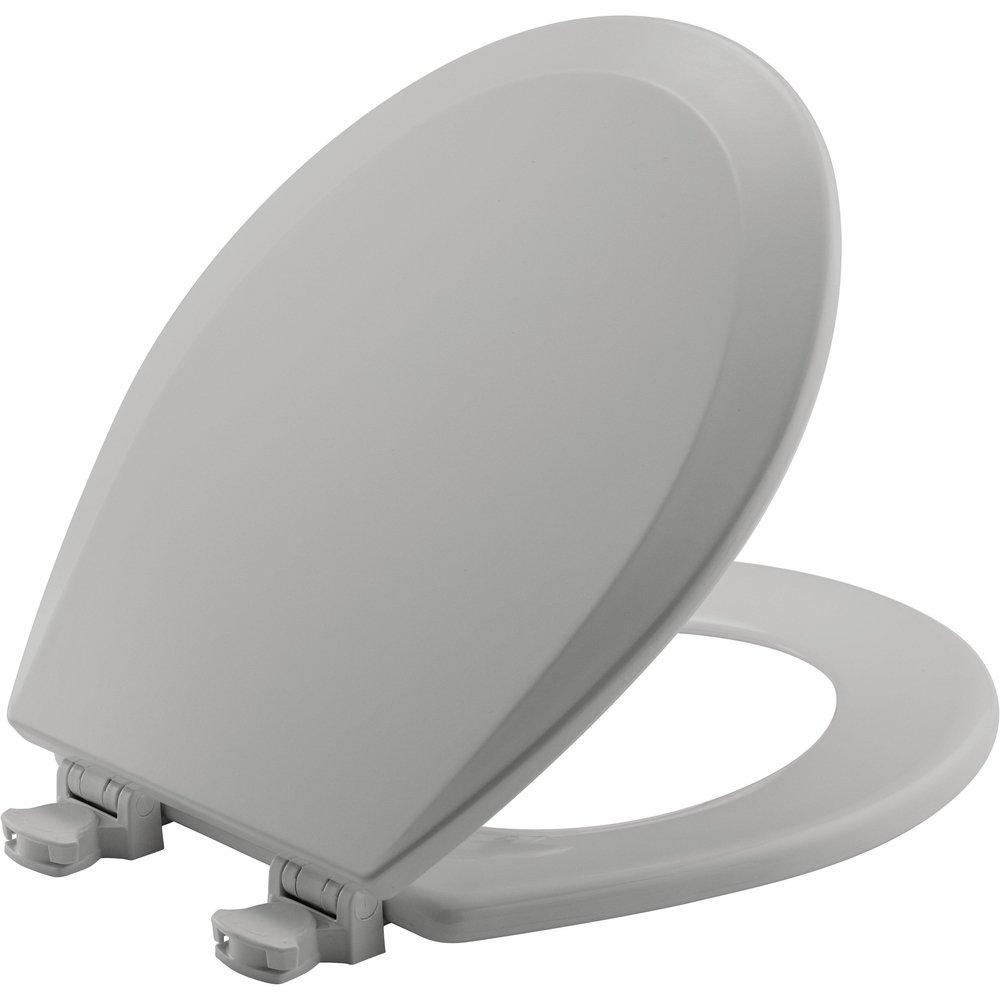 Bemis Silver Round Closed Front Toilet Seat with Cover 