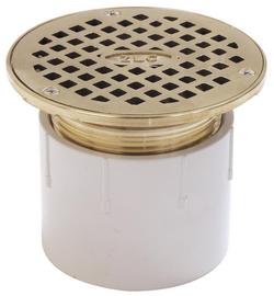 4 in. Push On Plastic Floor Drain with 5- 3/16 in. Round Nickel Bronze Strainer