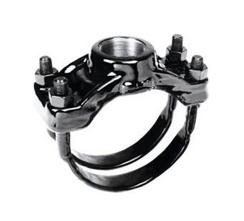 JCM Industries 4 in. IP Ductile Iron Electro-Galvanized Double Strap Saddle 