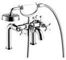 Rim-Mounted Tub Filler with Cross Handle in Polished Chrome