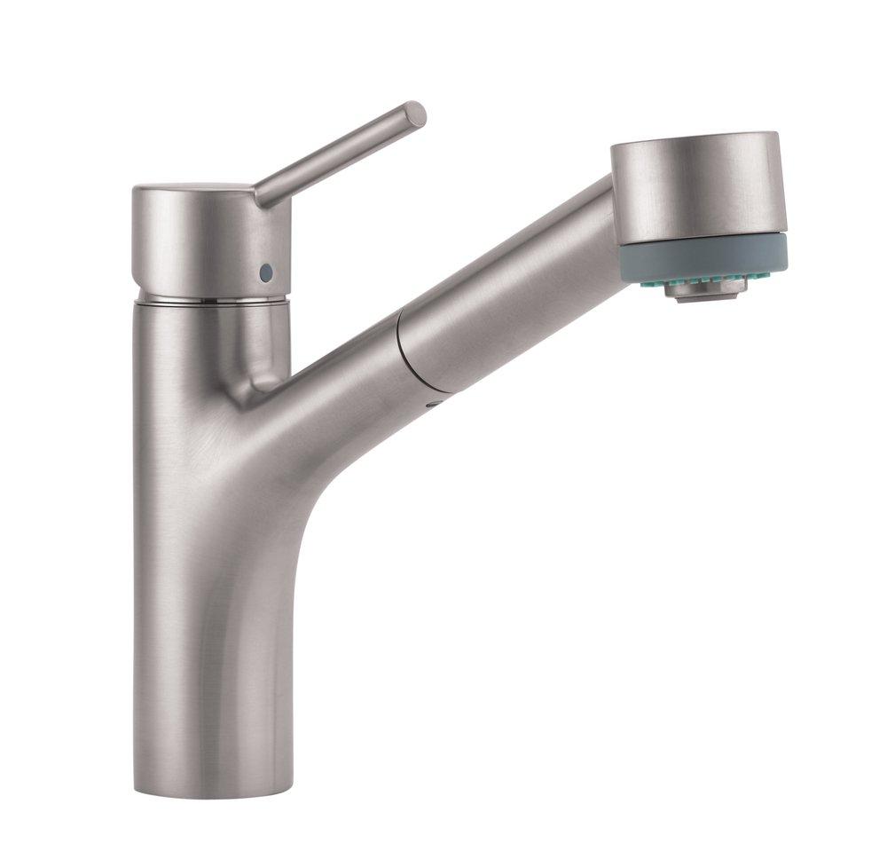 Hansgrohe Steel Optic Single Handle Pull Out Kitchen Faucet 