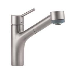 Single Handle Pull Out Kitchen Faucet in Steel Optic