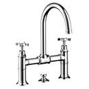 Double Cross Handle Widespread Bathroom Sink Faucet in Polished Chrome