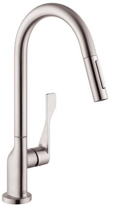 Single Handle Pull Down Kitchen Faucet in Steel Optic