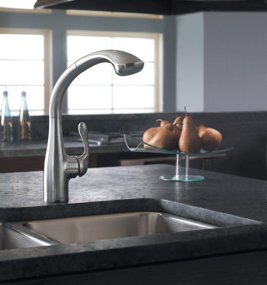 Hansgrohe Steel Optic Single Handle Pull Out Kitchen Faucet 