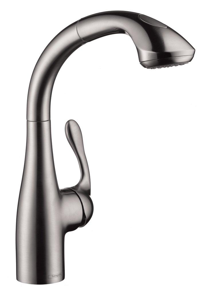 Hansgrohe Steel Optic Single Handle Pull Out Kitchen Faucet 