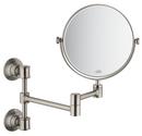 8-7/20 x 12-9/25 in. Wall Mount Lighted Tilt Metal Framed Round Mirror in Brushed Nickel