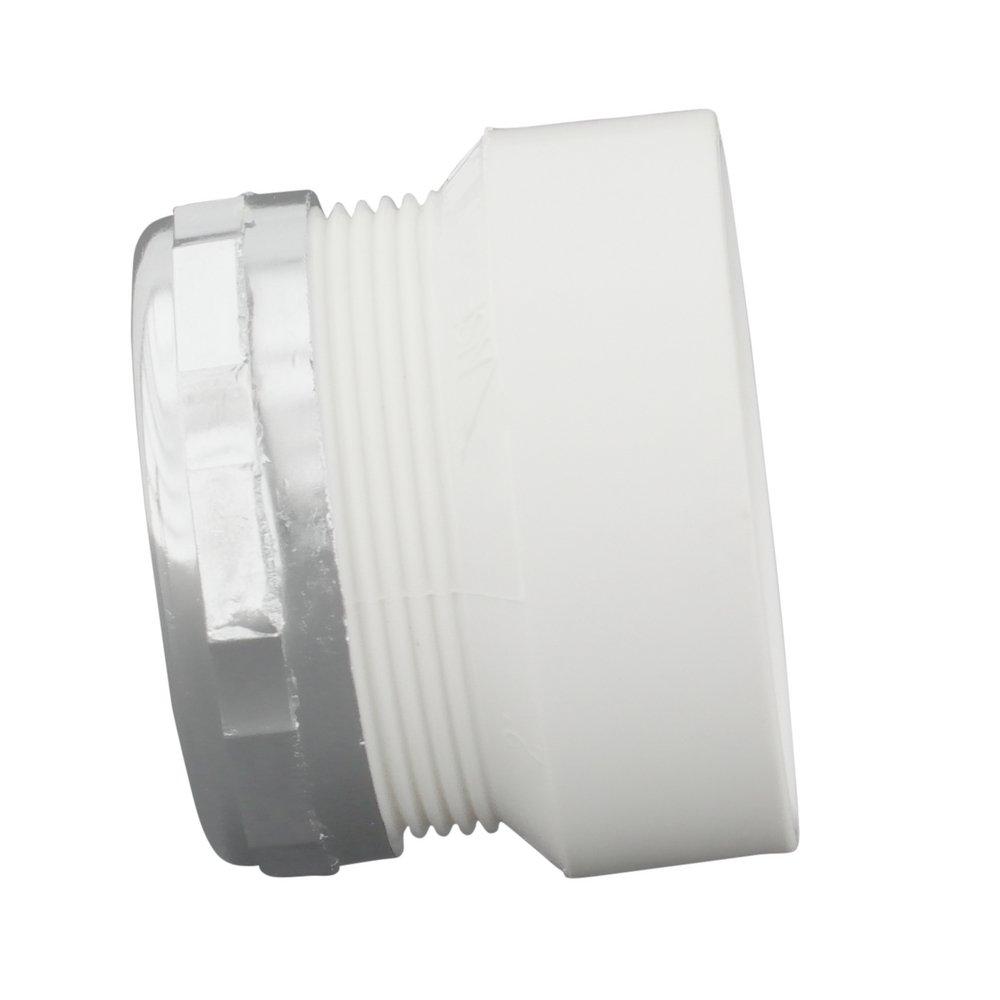 White PVC DWV Female Trap Adapter with Washer & Chrome Nut 
