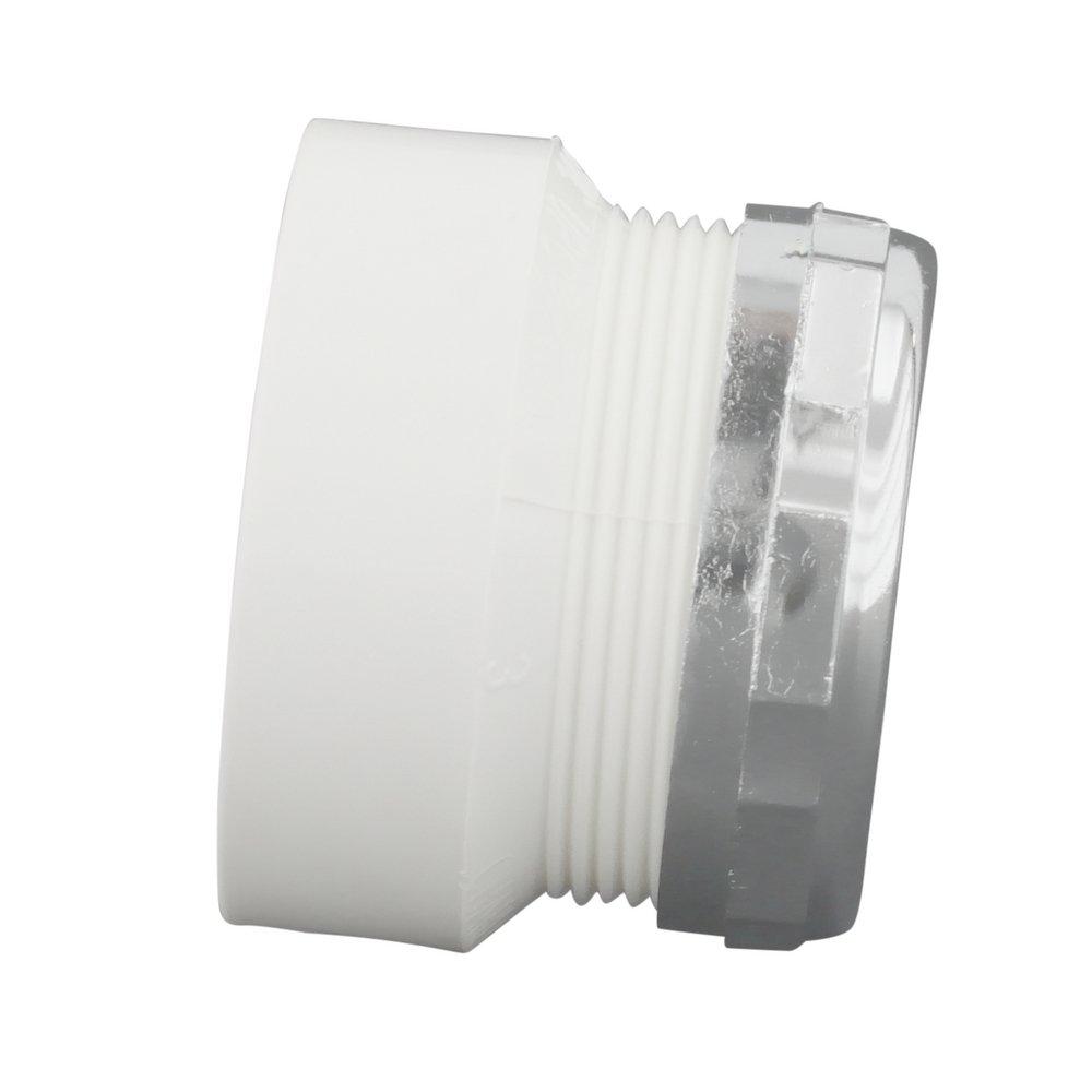White PVC DWV Female Trap Adapter with Washer & Chrome Nut 