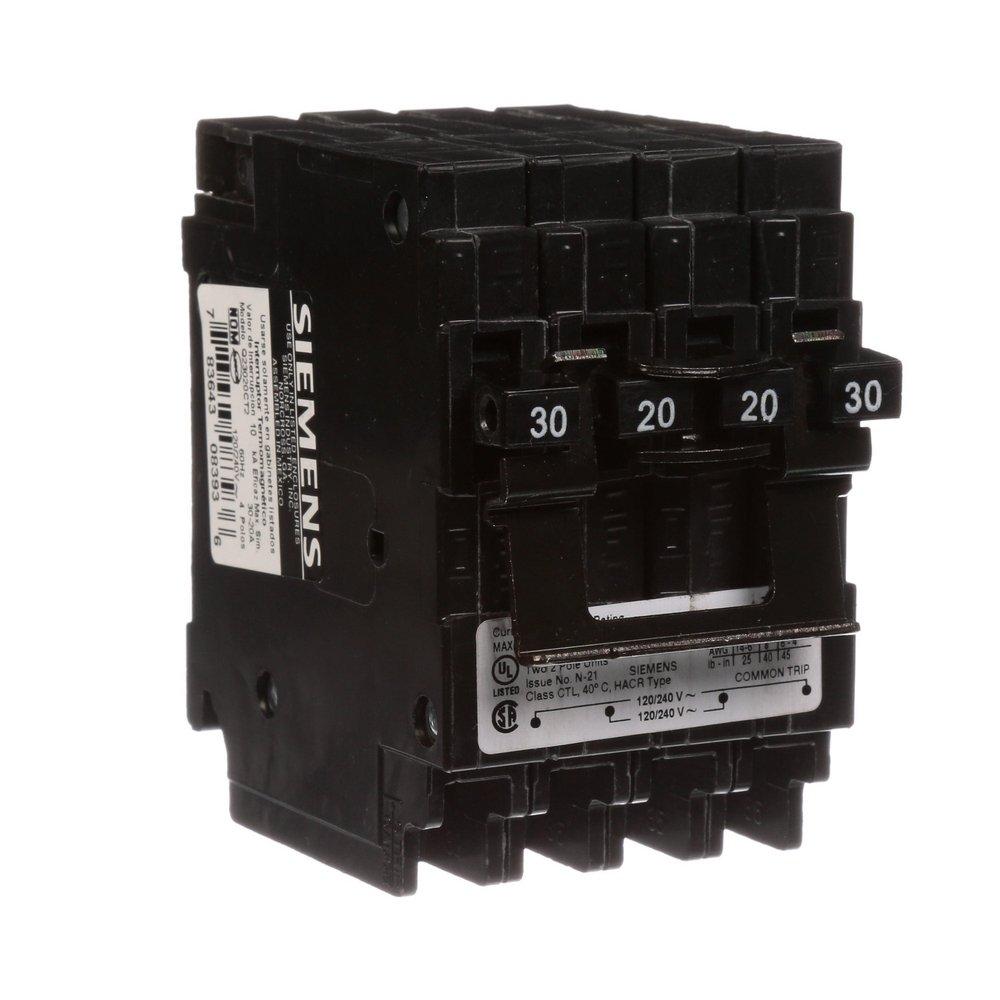 Siemens Energy & Automation 20W 120/240V 2-Pole Quadplex Circuit Breaker 