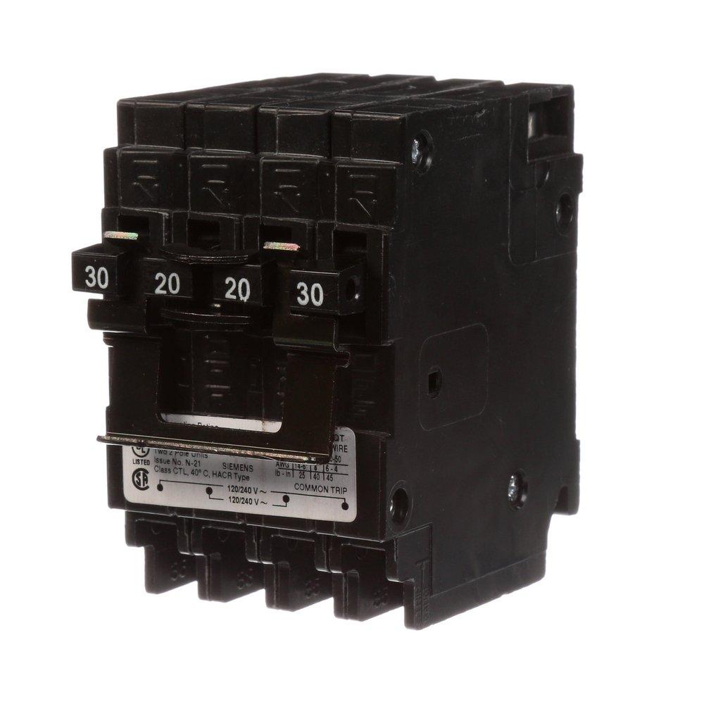Siemens Energy & Automation 20W 120/240V 2-Pole Quadplex Circuit Breaker 