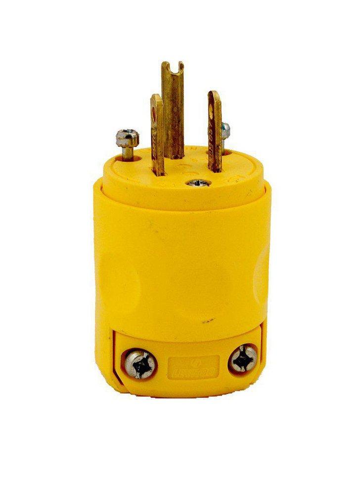 LEVITON Yellow 15A 125V PVC Grounded Plug 