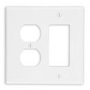 LEVITON White 4-87/100 x 3-3/25 in. Plastic 2-Gang Duplex Decorative Wall Plate 