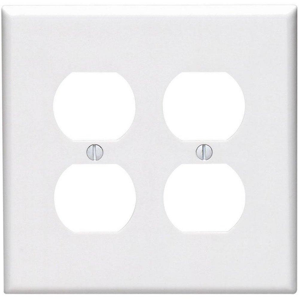 LEVITON White 2 Gang Thermoplastic Nylon Wall Plate 