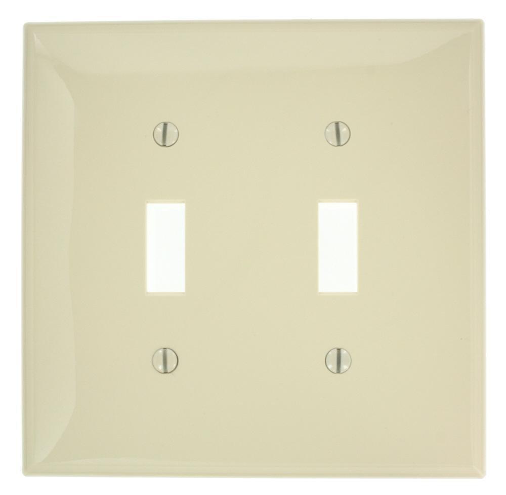 LEVITON Ivory 2-Gang 2-Toggle Thermoplastic Nylon Wall Plate 