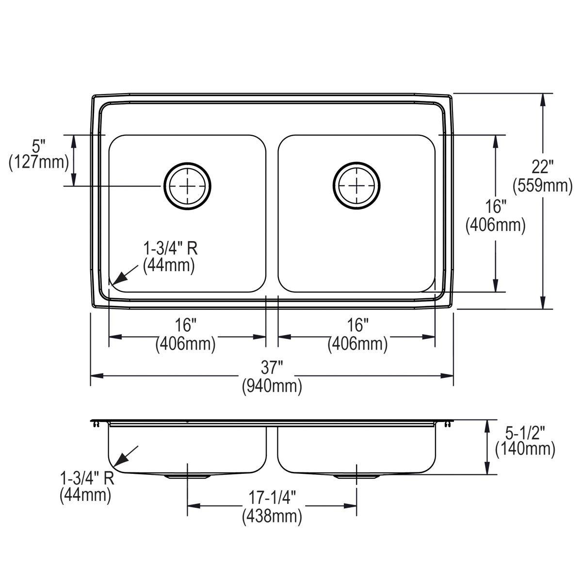 *LUSTER ADA Double SINK 