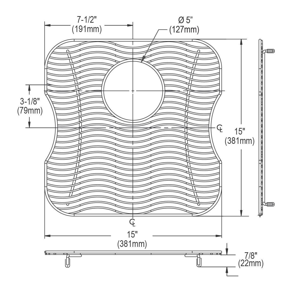 Elkay Stainless Steel 1 in. Wavy Wire Bottom Grid Sink Rack 