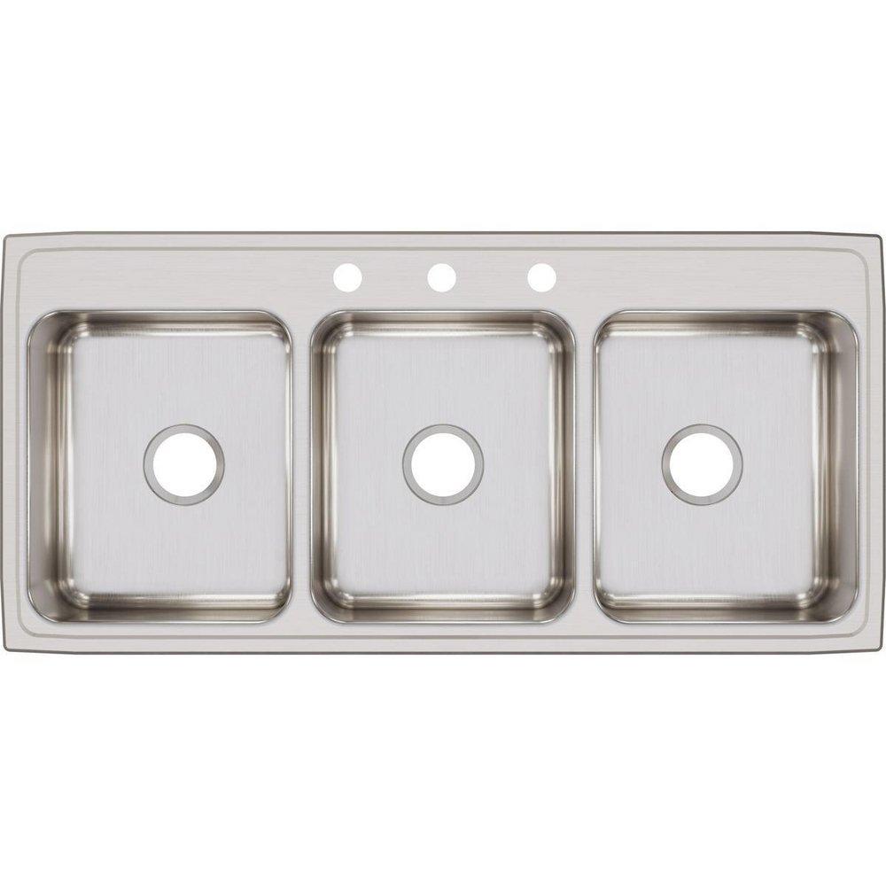Elkay Lustrous Satin 46 x 22 in. Stainless Steel Triple Bowl Drop-in Kitchen Sink in Lustrous Satin 