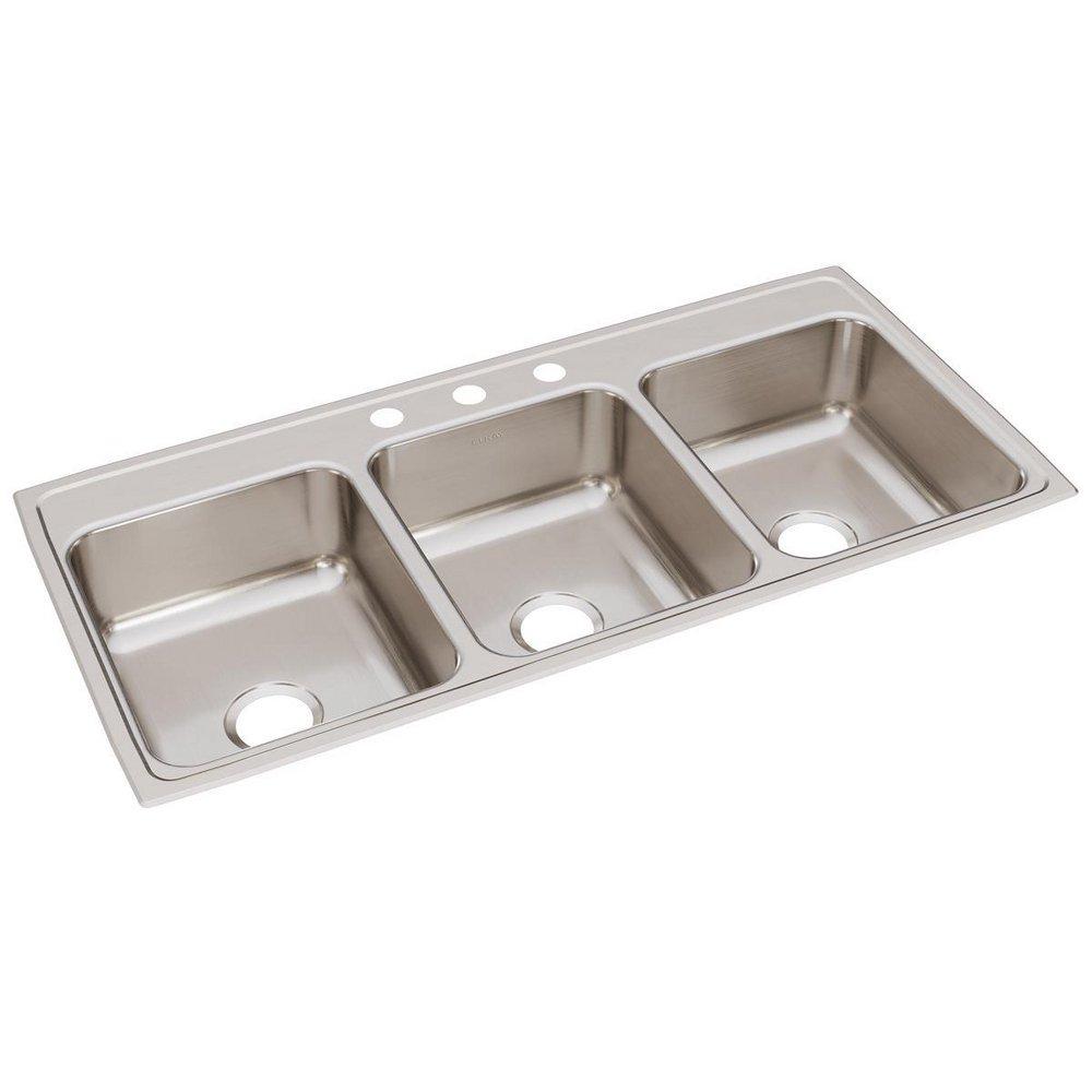 Elkay Lustrous Satin 46 x 22 in. Stainless Steel Triple Bowl Drop-in Kitchen Sink in Lustrous Satin 