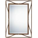 38 in. Beveled Mirror in Scratched Bronze and Champagne Silver Leaf