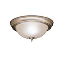 60 W 2-Light Medium Flush Mount Ceiling Fixture with Satin Etched Glass in Brushed Nickel