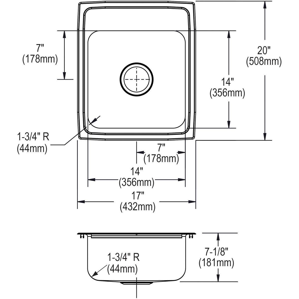 Elkay Lustrous Satin 17 x 20 in. Stainless Steel Single Bowl Drop-in Kitchen Sink in Brushed Satin 