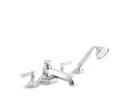 Two Handle Roman Tub Faucet with Handshower in Nickel Silver