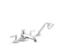 Kallista Nickel Silver 2.5 gpm 4 Hole Deck Mount Roman Tub Faucet with Handshower with Double Lever Handle 