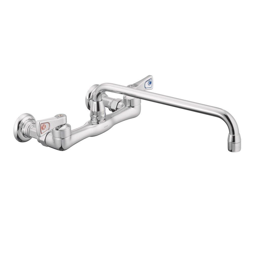 Moen Chrome Plated Two Handle Lever Wall Mount Service Faucet 