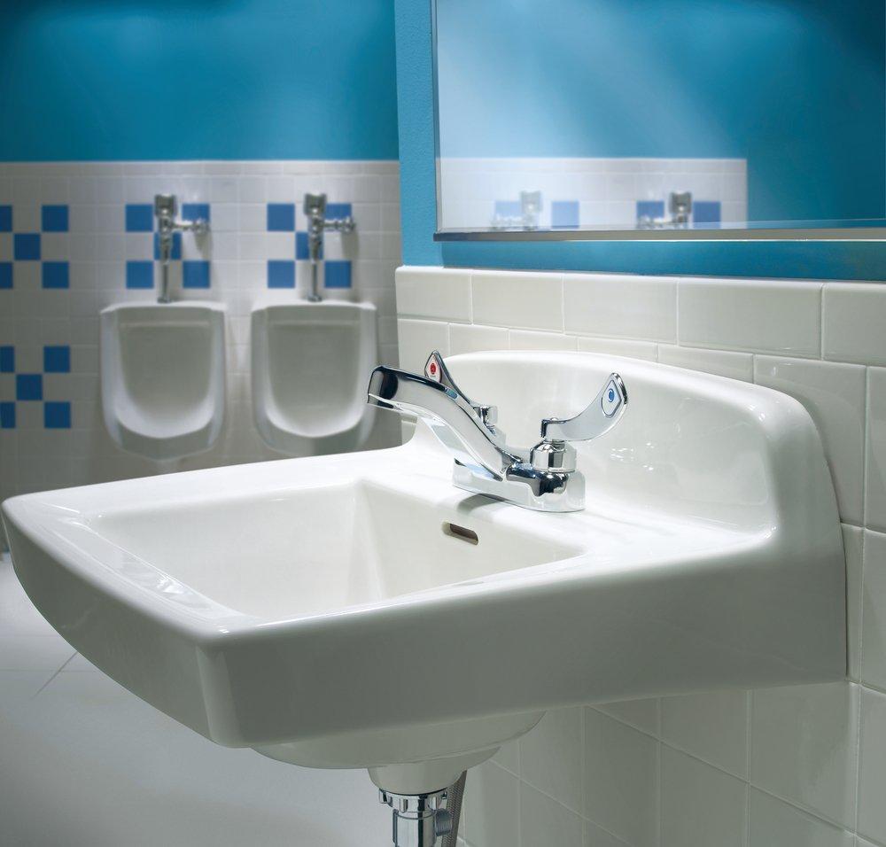 Moen Chrome Two Handle Centerset Bathroom Sink Faucet 