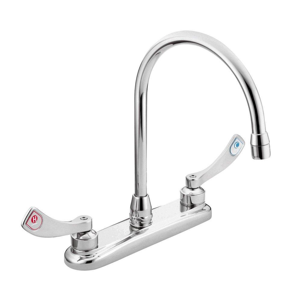 Moen Chrome Two Handle Wristblade Deck Mount Service Faucet 