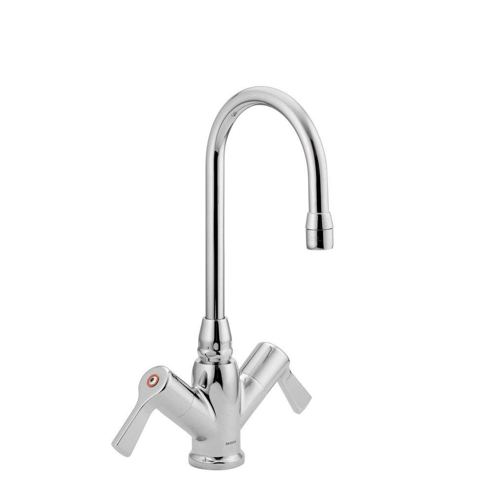 Moen Chrome Two Lever Handle Deck Mount Lab Faucet 