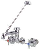 Zurn Polished Chrome 3-Hole Wall Mount Service Sink Faucet with Double Four Arm Handle, Quarter-Turn Ceramic Disc Cartridge and 9-1/8 in. Reach 