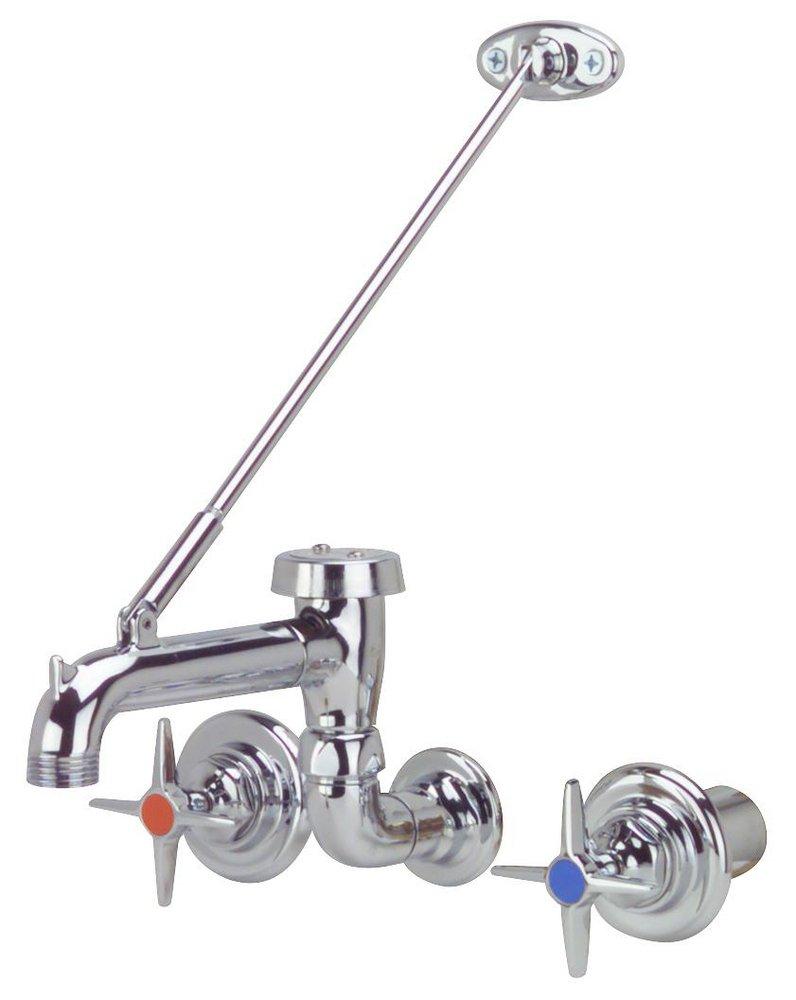 Zurn Polished Chrome Clinical Service Sink Faucet with Double Four Arm Handle 