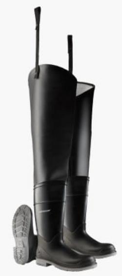 Thigh Waders Lightweight PVC Steel Toe & Midsole Black Size 10