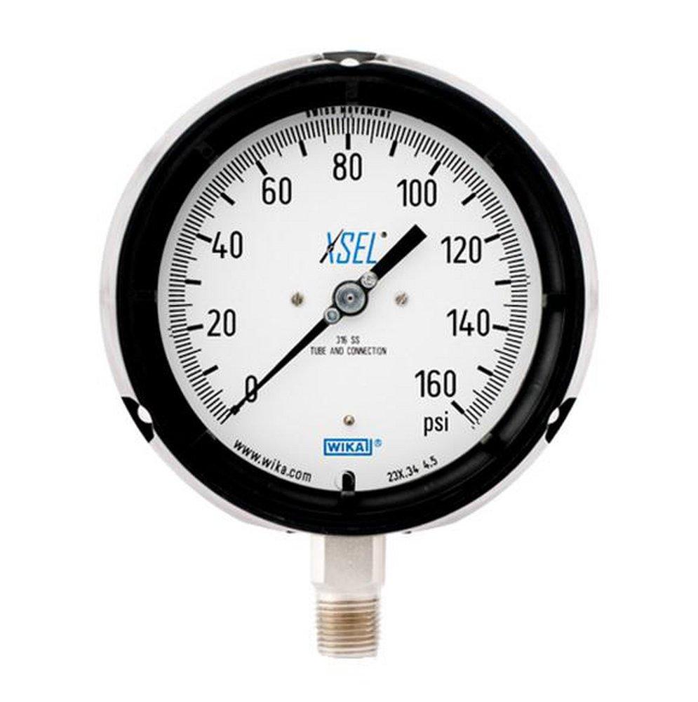 WIKA Black Liquid Filled Case Lower Mount Pressure Gauge 