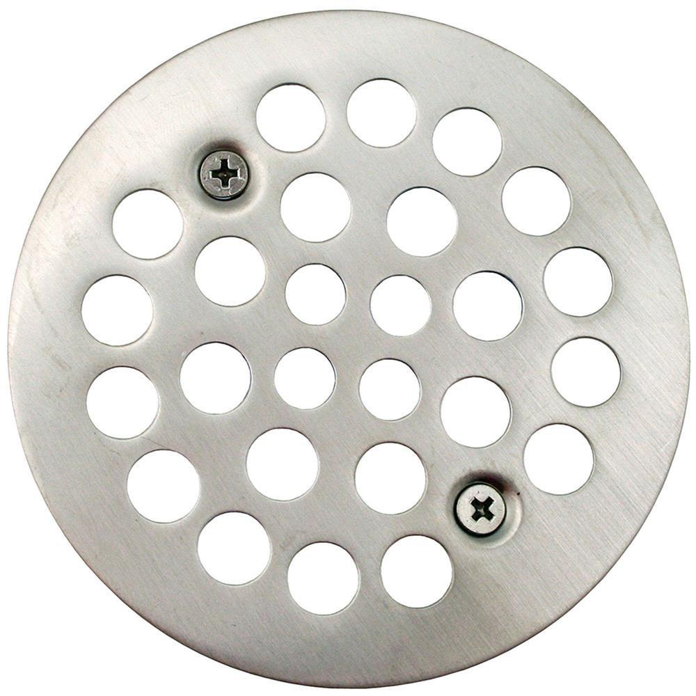 Jones Stephens Brushed Nickel 4-1/4 in. Round Stamped Strainer with Screw for D41001 and D41603 Shower Drains 